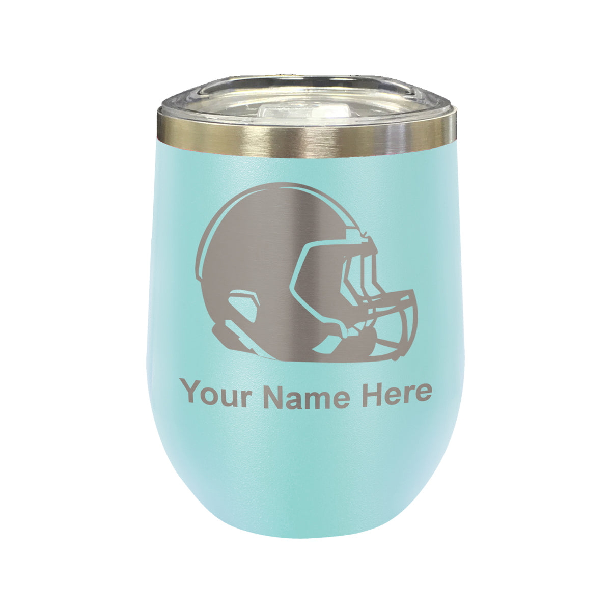 LaserGram Double Wall Stainless Steel Wine Glass, Football Helmet, Personalized Engraving Included