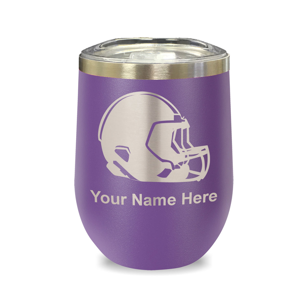 LaserGram Double Wall Stainless Steel Wine Glass, Football Helmet, Personalized Engraving Included