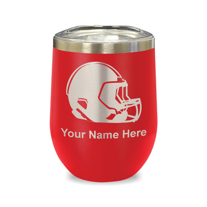 LaserGram Double Wall Stainless Steel Wine Glass, Football Helmet, Personalized Engraving Included