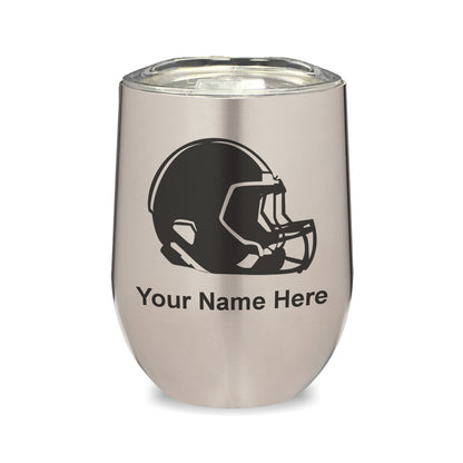 LaserGram Double Wall Stainless Steel Wine Glass, Football Helmet, Personalized Engraving Included