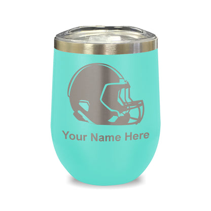 LaserGram Double Wall Stainless Steel Wine Glass, Football Helmet, Personalized Engraving Included