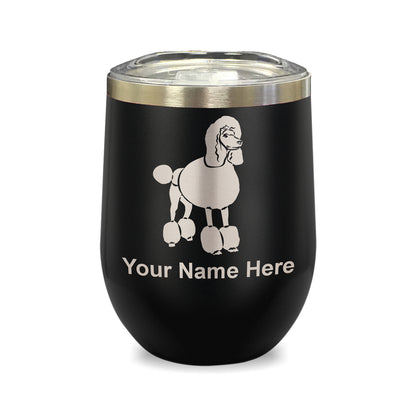 LaserGram Double Wall Stainless Steel Wine Glass, French Poodle Dog, Personalized Engraving Included