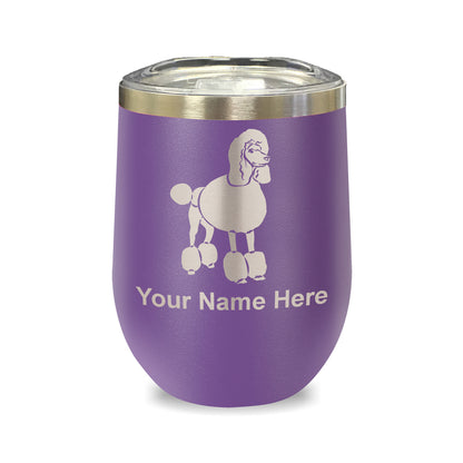 LaserGram Double Wall Stainless Steel Wine Glass, French Poodle Dog, Personalized Engraving Included