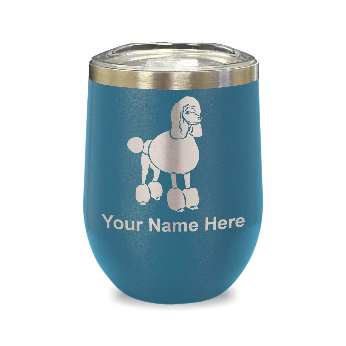 LaserGram Double Wall Stainless Steel Wine Glass, French Poodle Dog, Personalized Engraving Included