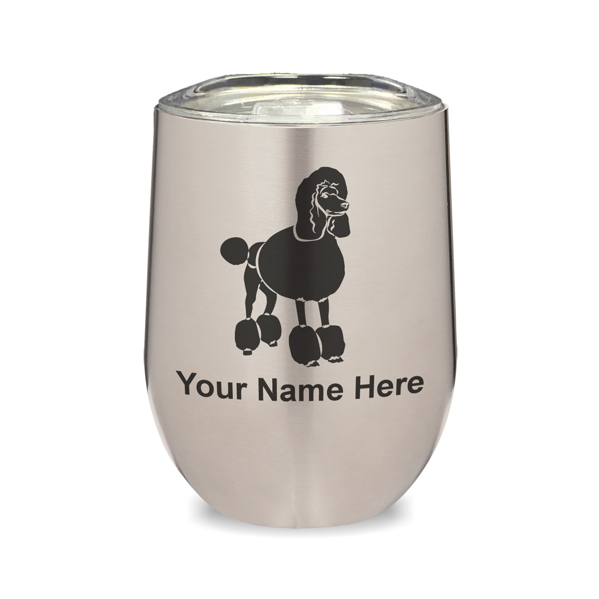 LaserGram Double Wall Stainless Steel Wine Glass, French Poodle Dog, Personalized Engraving Included