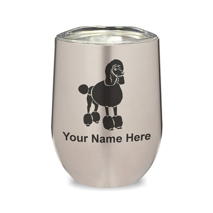 LaserGram Double Wall Stainless Steel Wine Glass, French Poodle Dog, Personalized Engraving Included