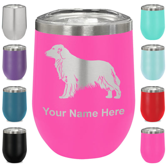 LaserGram Double Wall Stainless Steel Wine Glass, Golden Retriever Dog, Personalized Engraving Included