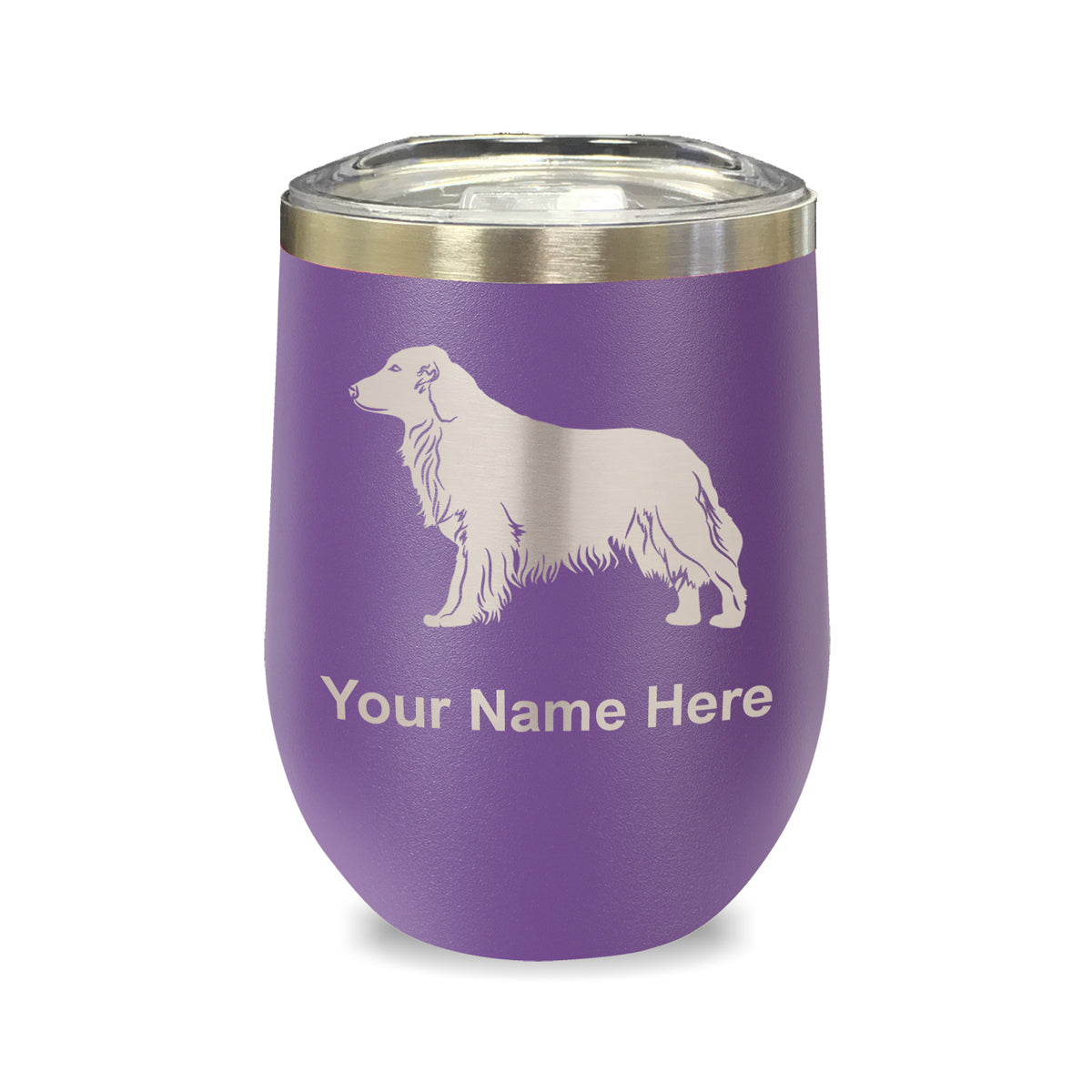 LaserGram Double Wall Stainless Steel Wine Glass, Golden Retriever Dog, Personalized Engraving Included