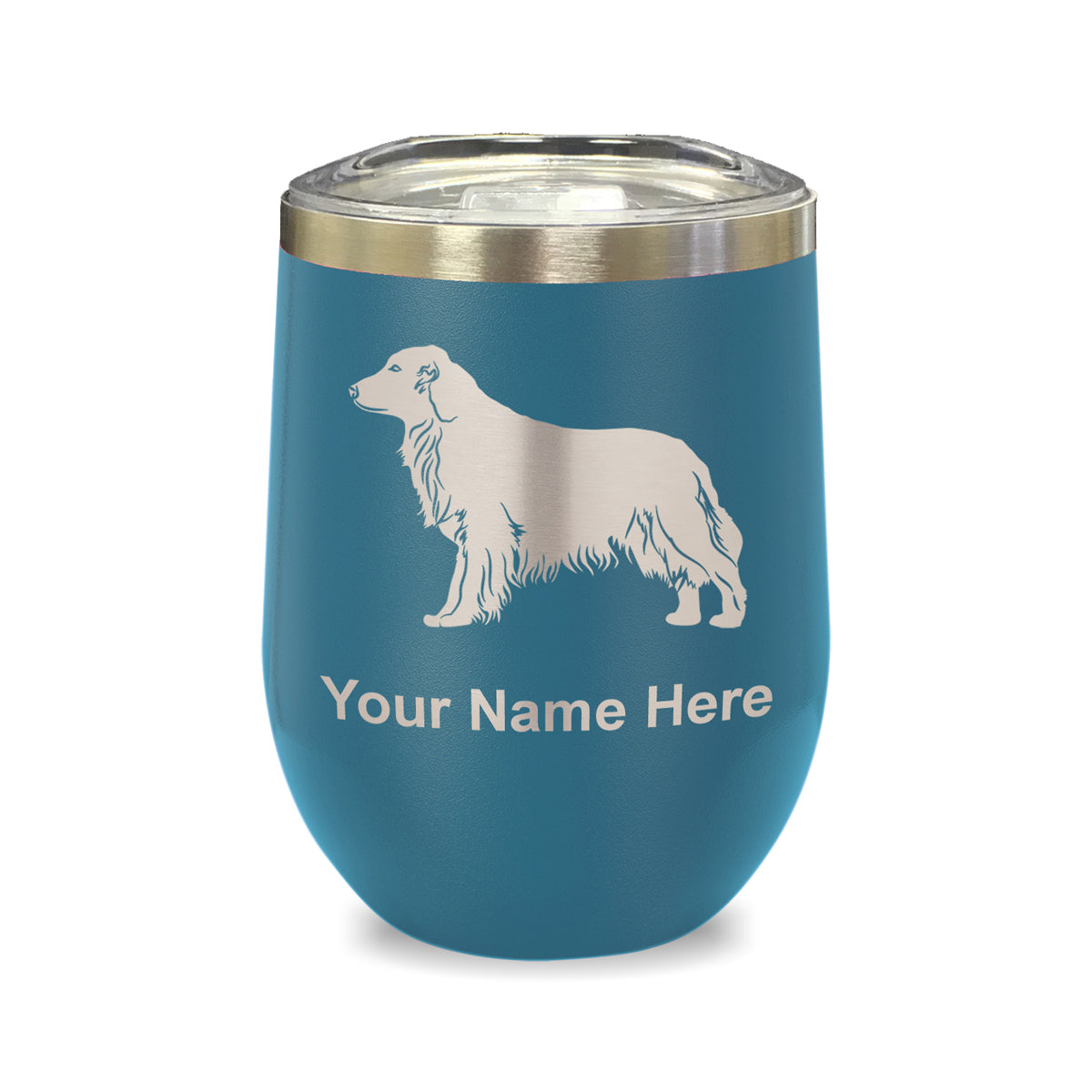 LaserGram Double Wall Stainless Steel Wine Glass, Golden Retriever Dog, Personalized Engraving Included