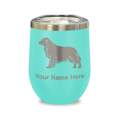 LaserGram Double Wall Stainless Steel Wine Glass, Golden Retriever Dog, Personalized Engraving Included