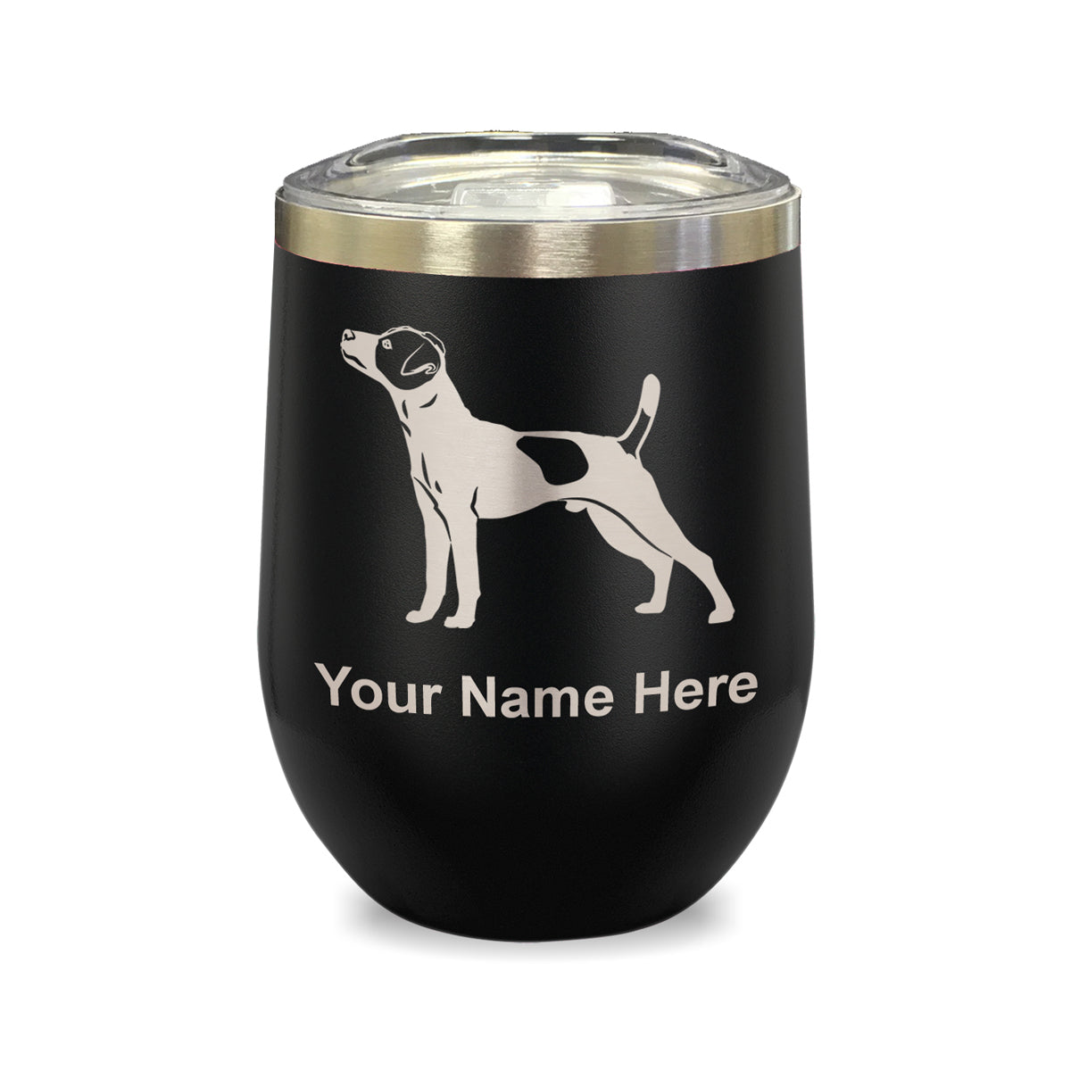 LaserGram Double Wall Stainless Steel Wine Glass, Jack Russell Terrier Dog, Personalized Engraving Included