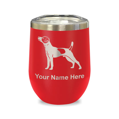 LaserGram Double Wall Stainless Steel Wine Glass, Jack Russell Terrier Dog, Personalized Engraving Included