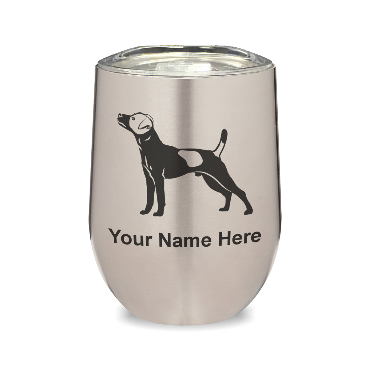 LaserGram Double Wall Stainless Steel Wine Glass, Jack Russell Terrier Dog, Personalized Engraving Included