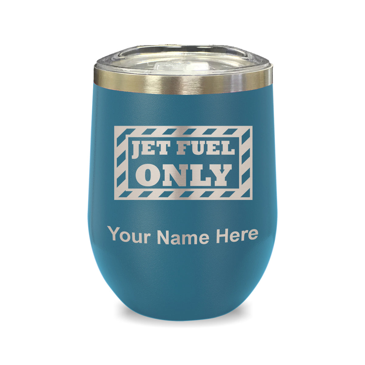 LaserGram Double Wall Stainless Steel Wine Glass, Jet Fuel Only, Personalized Engraving Included