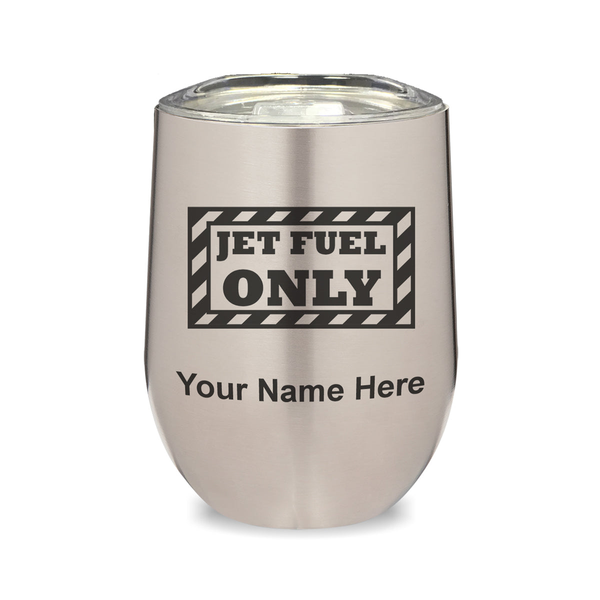 LaserGram Double Wall Stainless Steel Wine Glass, Jet Fuel Only, Personalized Engraving Included