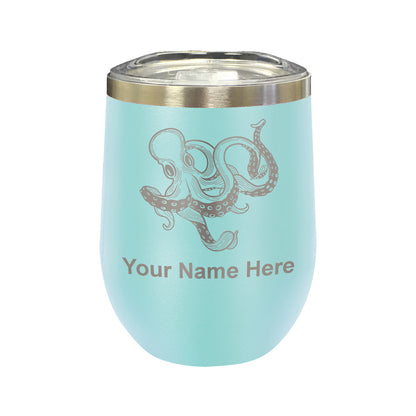 LaserGram Double Wall Stainless Steel Wine Glass, Kraken, Personalized Engraving Included