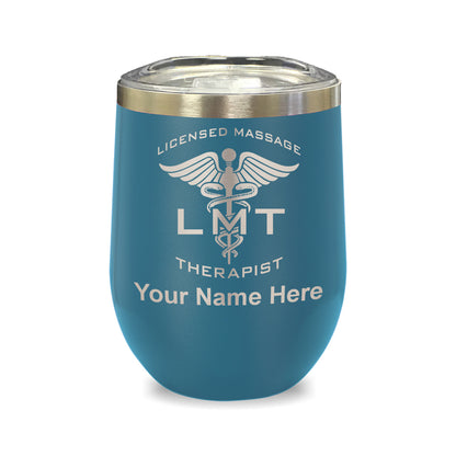 LaserGram Double Wall Stainless Steel Wine Glass, LMT Licensed Massage Therapist, Personalized Engraving Included