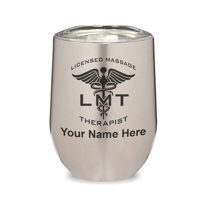 LaserGram Double Wall Stainless Steel Wine Glass, LMT Licensed Massage Therapist, Personalized Engraving Included