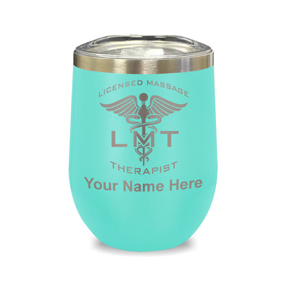 LaserGram Double Wall Stainless Steel Wine Glass, LMT Licensed Massage Therapist, Personalized Engraving Included