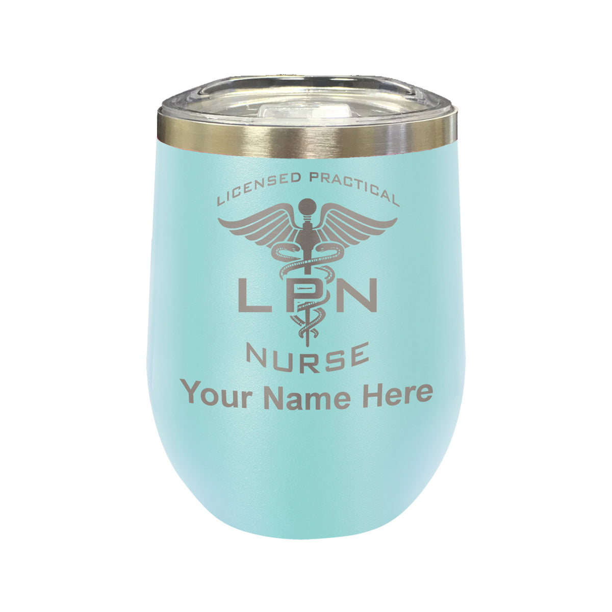 LaserGram Double Wall Stainless Steel Wine Glass, LPN Licensed Practical Nurse, Personalized Engraving Included