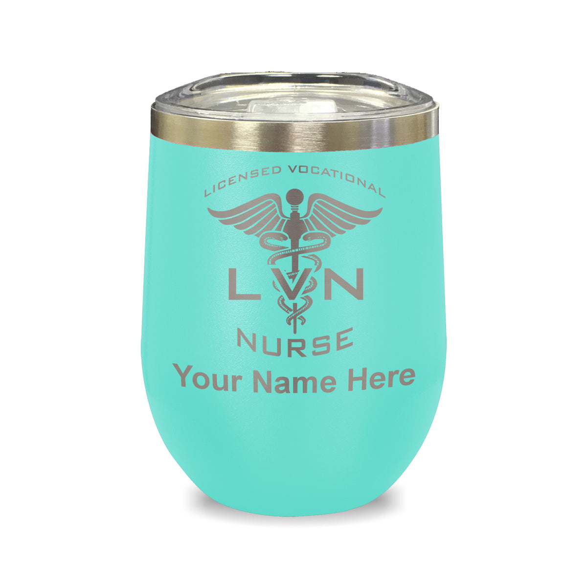 LaserGram Double Wall Stainless Steel Wine Glass, LVN Licensed Vocational Nurse, Personalized Engraving Included