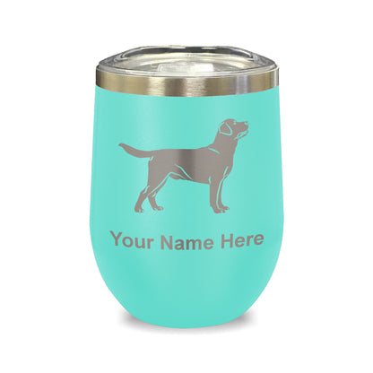 LaserGram Double Wall Stainless Steel Wine Glass, Labrador Retriever Dog, Personalized Engraving Included