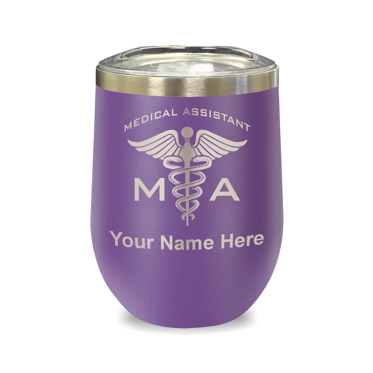 LaserGram Double Wall Stainless Steel Wine Glass, MA Medical Assistant, Personalized Engraving Included