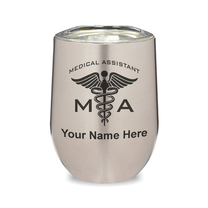 LaserGram Double Wall Stainless Steel Wine Glass, MA Medical Assistant, Personalized Engraving Included