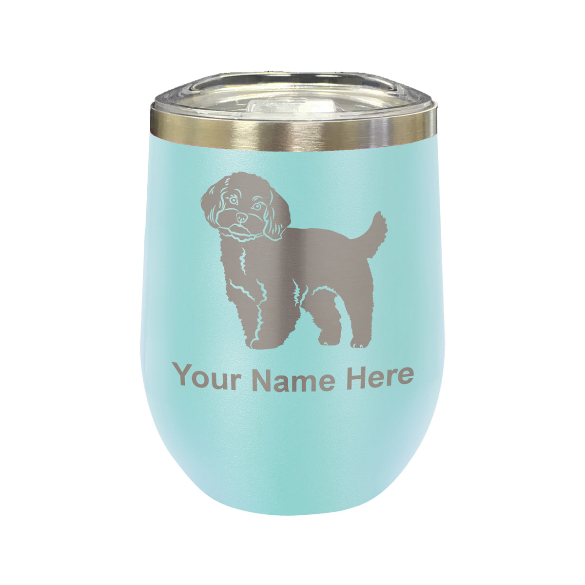 LaserGram Double Wall Stainless Steel Wine Glass, Maltese Dog, Personalized Engraving Included