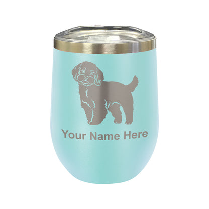 LaserGram Double Wall Stainless Steel Wine Glass, Maltese Dog, Personalized Engraving Included