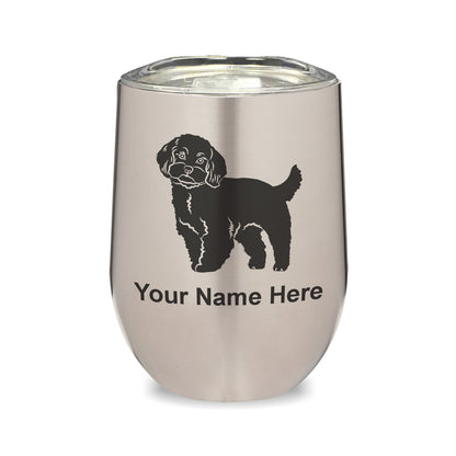 LaserGram Double Wall Stainless Steel Wine Glass, Maltese Dog, Personalized Engraving Included