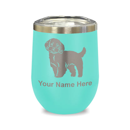 LaserGram Double Wall Stainless Steel Wine Glass, Maltese Dog, Personalized Engraving Included