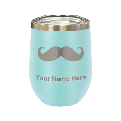 LaserGram Double Wall Stainless Steel Wine Glass, Mustache, Personalized Engraving Included