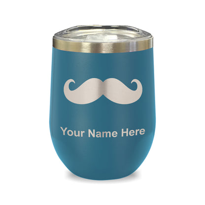 LaserGram Double Wall Stainless Steel Wine Glass, Mustache, Personalized Engraving Included