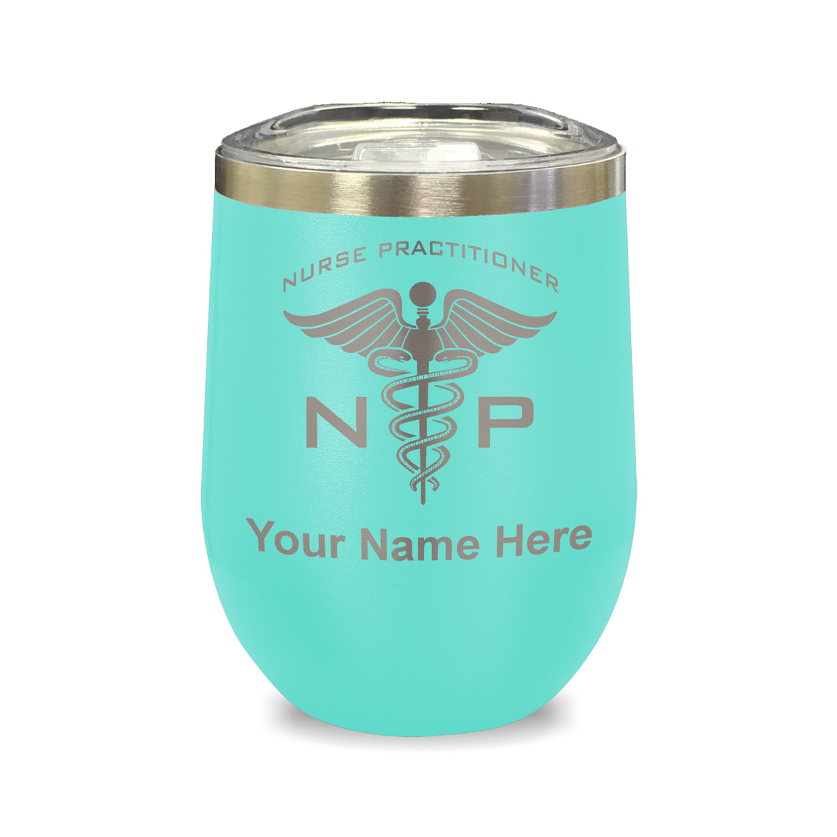 LaserGram Double Wall Stainless Steel Wine Glass, NP Nurse Practitioner, Personalized Engraving Included