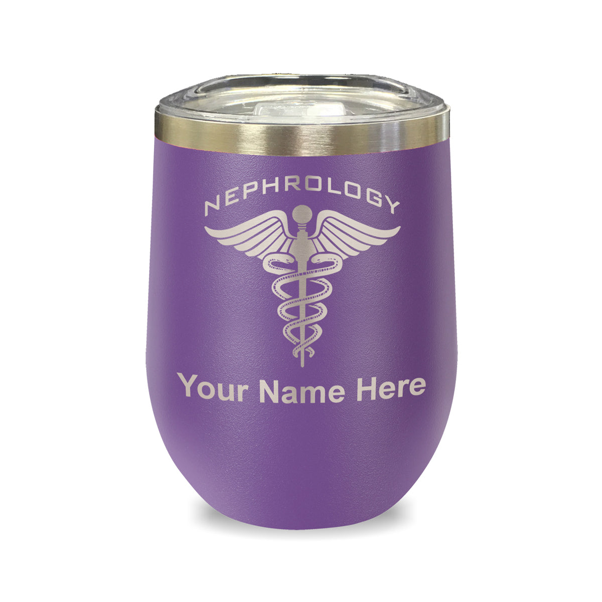 LaserGram Double Wall Stainless Steel Wine Glass, Nephrology, Personalized Engraving Included