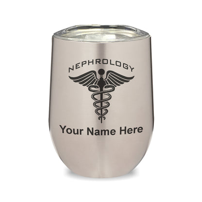 LaserGram Double Wall Stainless Steel Wine Glass, Nephrology, Personalized Engraving Included