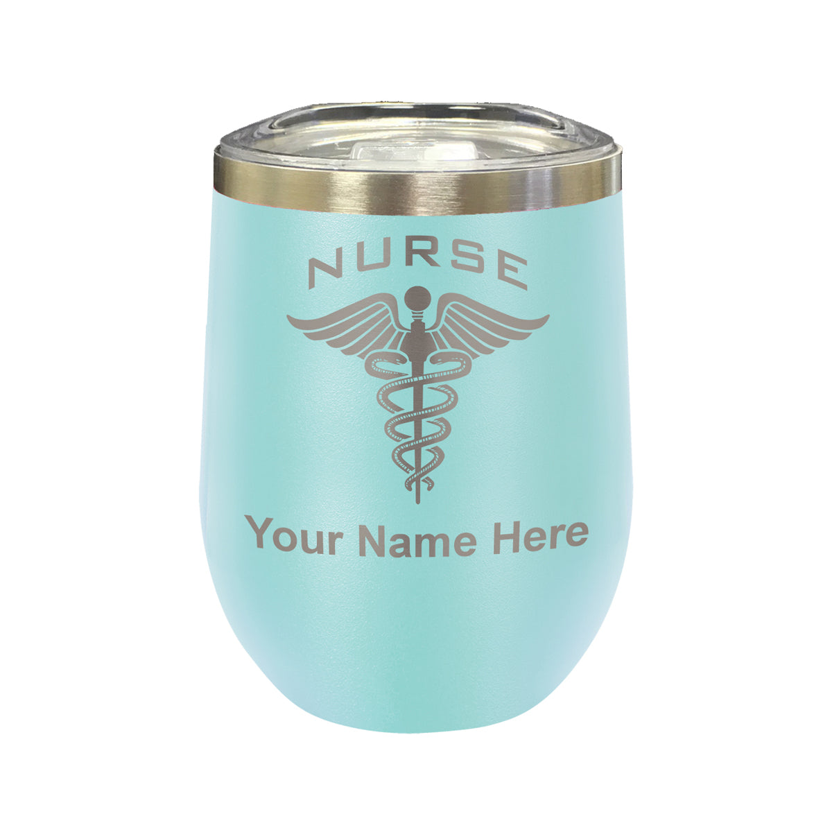 LaserGram Double Wall Stainless Steel Wine Glass, Nurse, Personalized Engraving Included