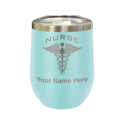 LaserGram Double Wall Stainless Steel Wine Glass, Nurse, Personalized Engraving Included