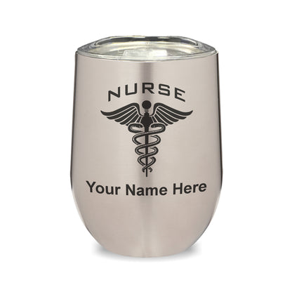 LaserGram Double Wall Stainless Steel Wine Glass, Nurse, Personalized Engraving Included