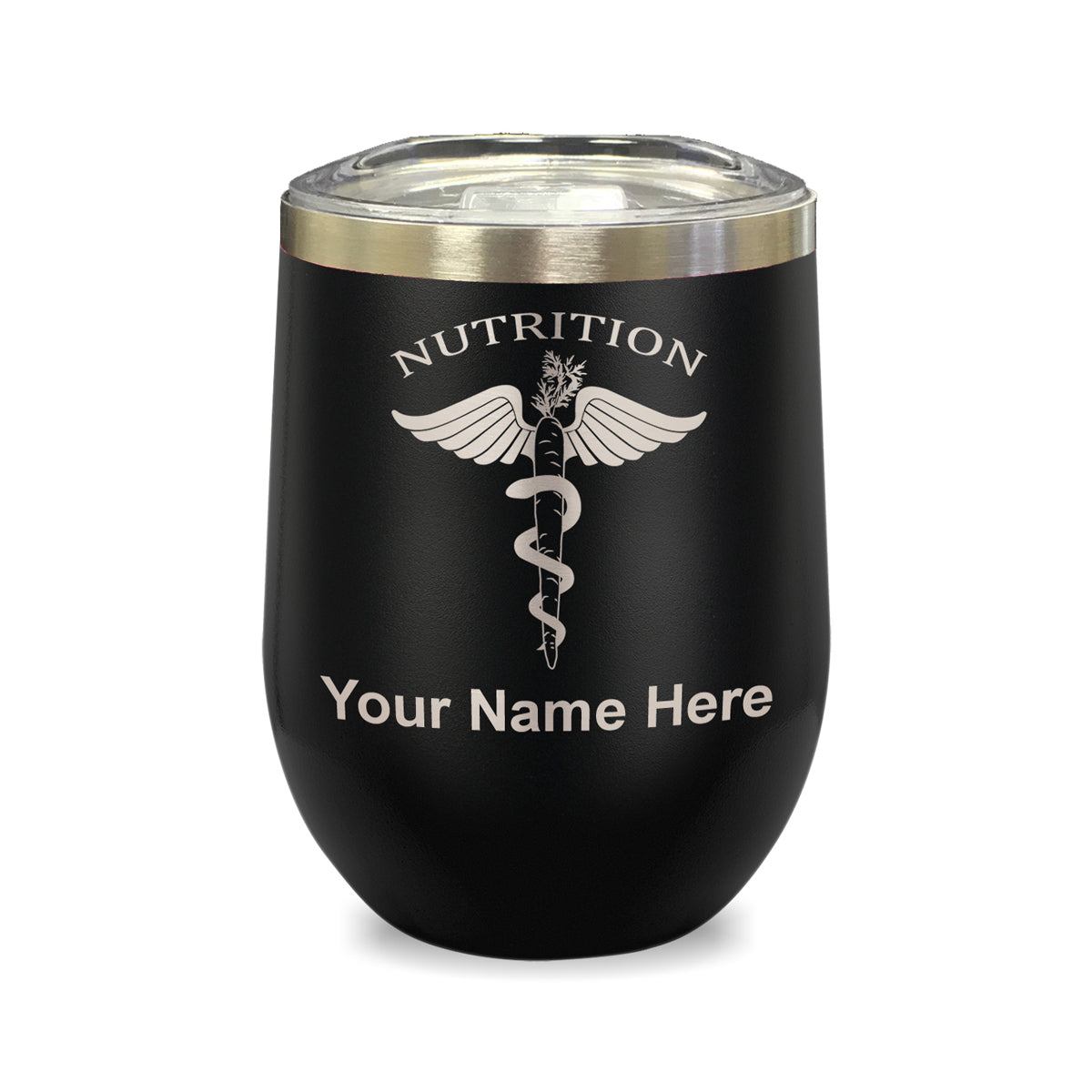 LaserGram Double Wall Stainless Steel Wine Glass, Nutritionist, Personalized Engraving Included