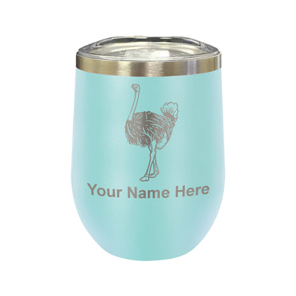 LaserGram Double Wall Stainless Steel Wine Glass, Ostrich, Personalized Engraving Included