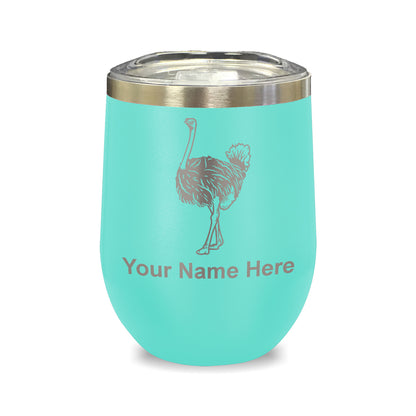 LaserGram Double Wall Stainless Steel Wine Glass, Ostrich, Personalized Engraving Included