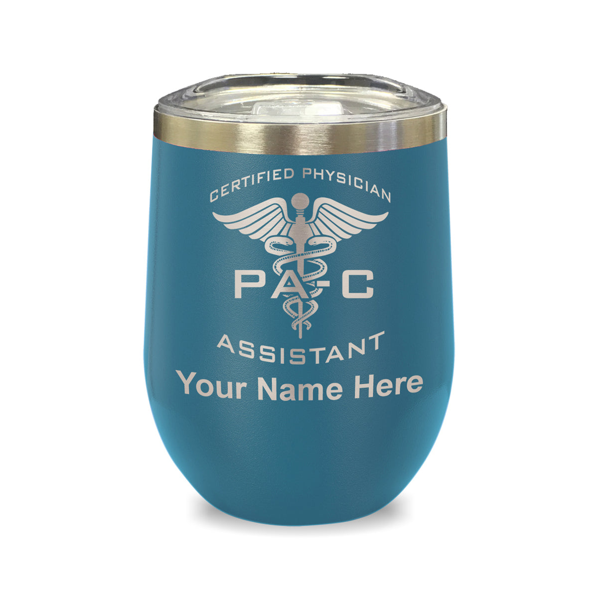 LaserGram Double Wall Stainless Steel Wine Glass, PA-C Certified Physician Assistant, Personalized Engraving Included