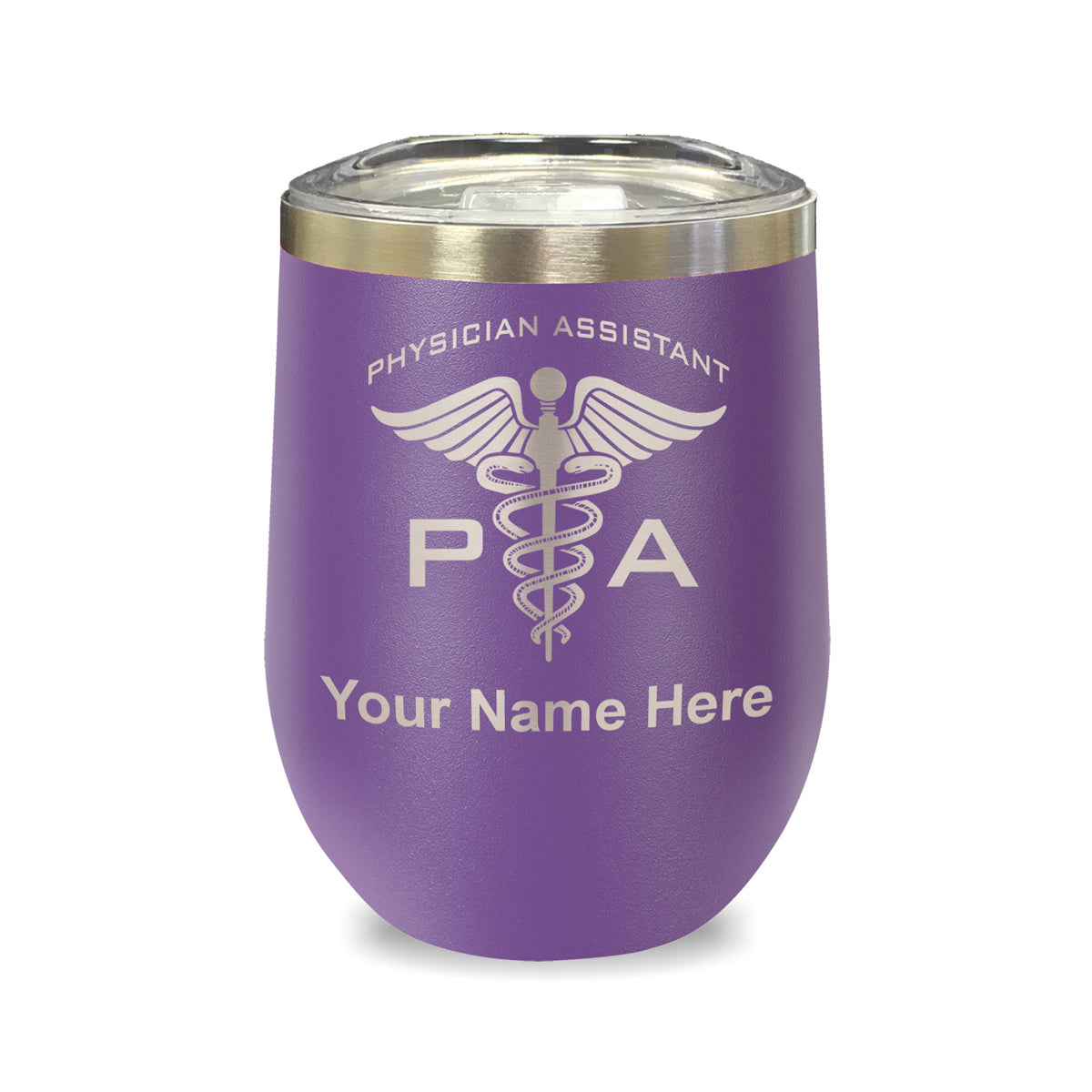 LaserGram Double Wall Stainless Steel Wine Glass, PA Physician Assistant, Personalized Engraving Included