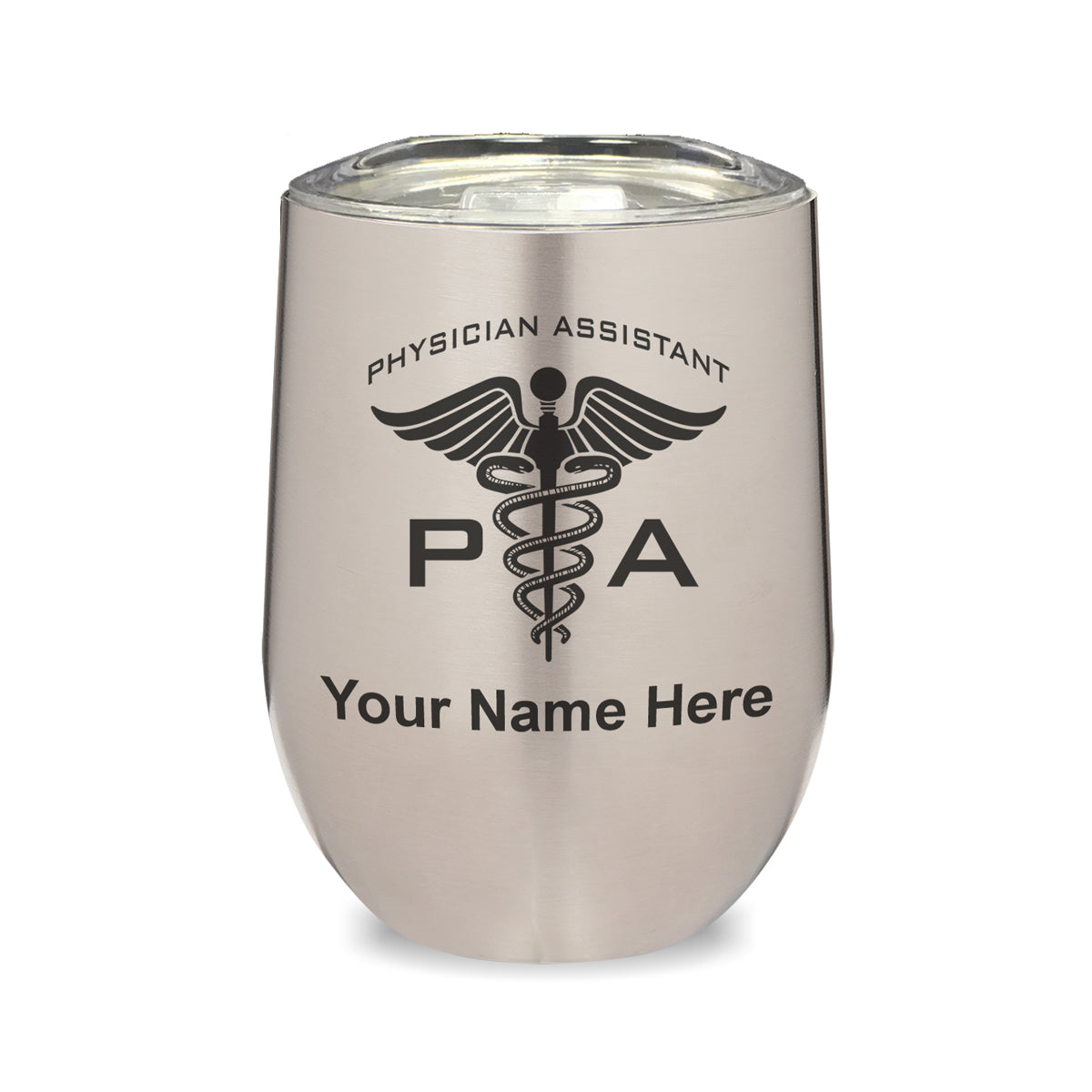 LaserGram Double Wall Stainless Steel Wine Glass, PA Physician Assistant, Personalized Engraving Included