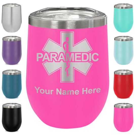 LaserGram Double Wall Stainless Steel Wine Glass, Paramedic, Personalized Engraving Included