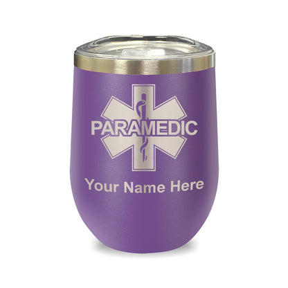 LaserGram Double Wall Stainless Steel Wine Glass, Paramedic, Personalized Engraving Included