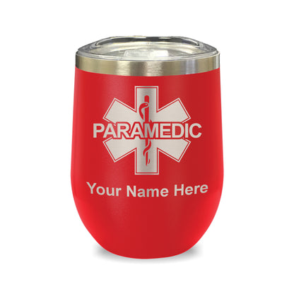 LaserGram Double Wall Stainless Steel Wine Glass, Paramedic, Personalized Engraving Included