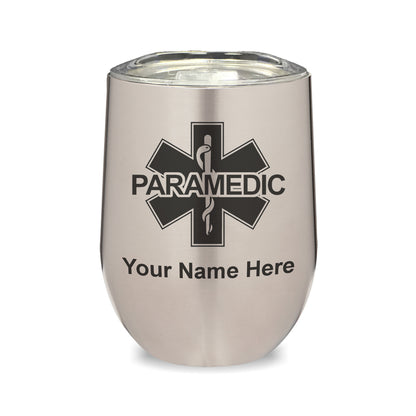 LaserGram Double Wall Stainless Steel Wine Glass, Paramedic, Personalized Engraving Included